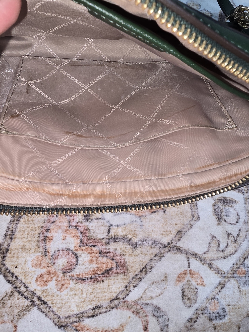 Michael Kors Jet Set Green Navy Stripe Crossbody Bag - Picture 7 of 10
